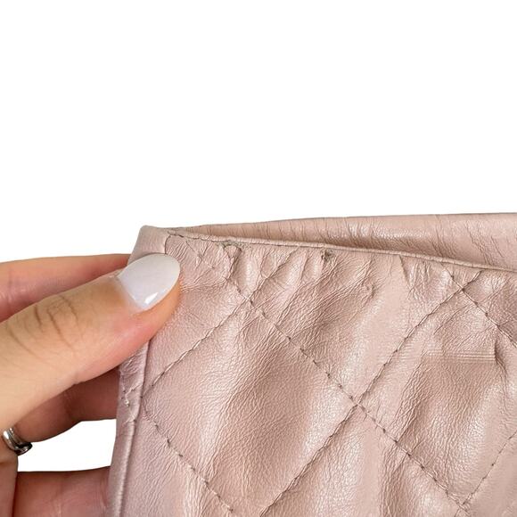 Intermix x Love Leather NWT Blush Pink Lamb Leather Quilted Mini Skirt - Picture 5 of 8